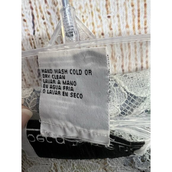 Vtg Sheer Floral Lace Top Button Up 16W Blue Green Pastel Cottagecore Romantic - Picture 6 of 8